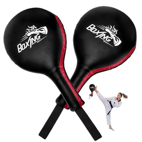 Cididu 2 Pack Boxing Target Paddles, Durable Taekwondo Kick Pad Adult Youth | PU Strike Pads Punching Paddles with Wristband for MMA Martial Arts TKD Karate Kickboxing Training Sparring Equipment