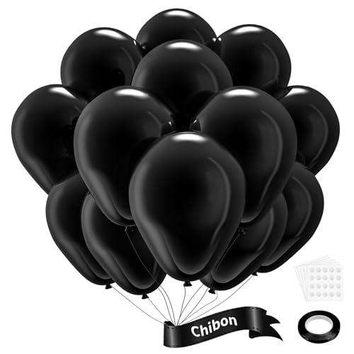 Black Latex Balloons, 100pcs 12inches Round Helium Balloons for Black Themed Wedding Graduation Anniversary Birthday Party Backdrop Decorations - color: Black, size: 12 inches