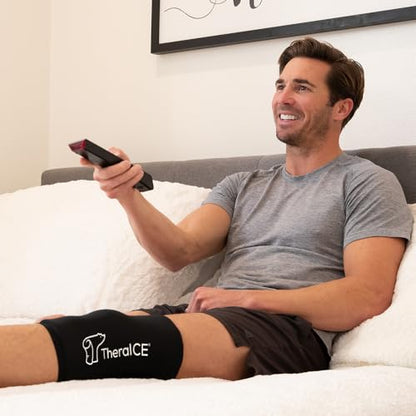 TheraICE Knee Ice Pack Wrap Compression Sleeve for Injuries | Reusable Gel Cold Packs Brace Plus Cold Wrap Recovery for Meniscus Tear, ACL Post Surgery, MCL Pain Relief Without Machine | Women & Men - size: X-Large, style: Original