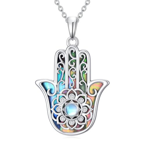 WINNICACA Sterling Silver Evil Eye Necklace Protection Crystal Pendant for Women Good Luck Vintage Evil Eye Pendant Jewelry Birthday Gifts for Women Friend Female - style: M-Lotus Necklace
