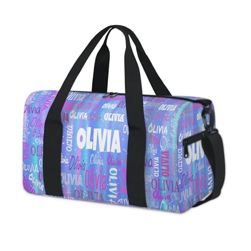 Custom Named Dance Ballet Bag, Gradient Blue Galaxy Shiny | Gym Bag Sports Travel Duffle Bag Tote Carry On Weekend Sports Travel - color: Gradient Blue