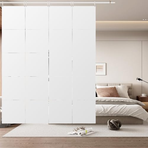 12Pcs Hanging Room Divider Made of High Density Polyester Fiber Panels for Decorating Bedroom Living Dining Room Kitchen Office Restaurant Home Hotel Decor（Plain - White） - color: White, size: Plain