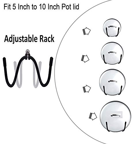 Pmsanzay Cabinet Door/Wall Mount Pot Lid Rack Pot Lid Holder Organizer for Kitchen Wall - Fit Standard Lids 5-10 Inches - Metal (pack of 4)