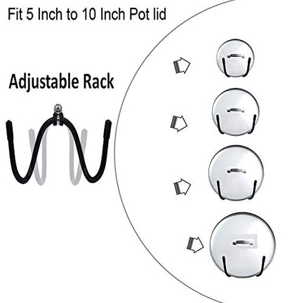 Pmsanzay Cabinet Door/Wall Mount Pot Lid Rack Pot Lid Holder Organizer for Kitchen Wall - Fit Standard Lids 5-10 Inches - Metal (pack of 4)