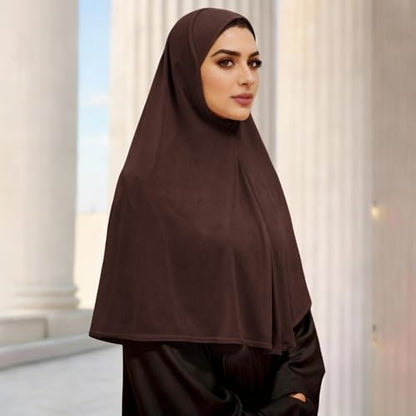Instant Hijab Ready To Wear Hijab Scarf for Women Soft Long Muslim Jersey Hijabs Head Scarf for Prayer Abaya - color: Coffee