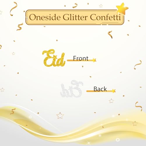 100pcs Eid Mubarak Confetti, Gold Glitter Ramadan Kareem Table Confetti for Muslim Islamic Party, Eid Paper Cut Outs, Holiday Festival Birthday Party Table Decoration - style: Eid-Black&Gold