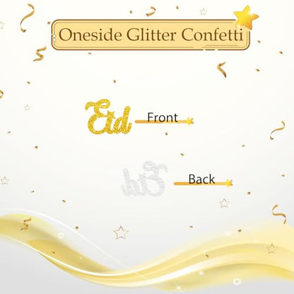 100pcs Eid Mubarak Confetti, Gold Glitter Ramadan Kareem Table Confetti for Muslim Islamic Party, Eid Paper Cut Outs, Holiday Festival Birthday Party Table Decoration - style: Eid-Black&Gold