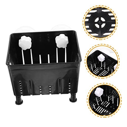 Mikikit 1 Set Aquarium Fish Breeding Box Tortoise Hatching Isolation Box with Feeding Trough Lightweight Divider for Betta Fish Nursery Legs Suction Cups - color: Black