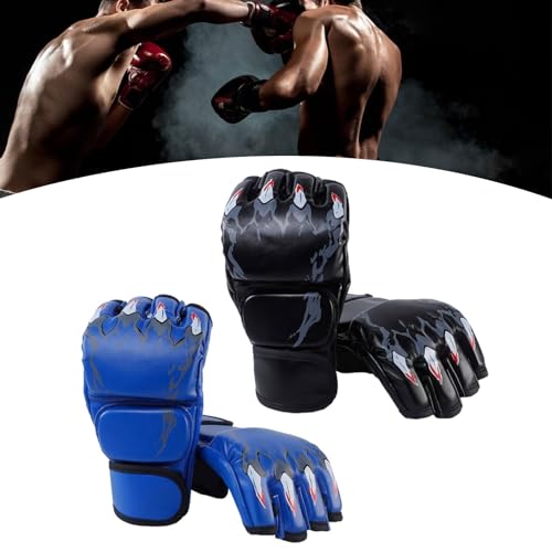 Generic 2 Pairs MMA Gloves Martial Arts Bag Gloves Boxing Fight Gloves Kickboxing Gloves for Sparring - color: Black and Blue