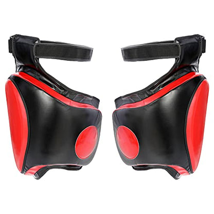 Kickboxing Thigh Pads - Muay Thai Thigh Pads High Density Foam Leg Guards with PU Leather - Adjustable Training Gear for Martial Arts Coach Trainer and Adult Sparring Body Protector