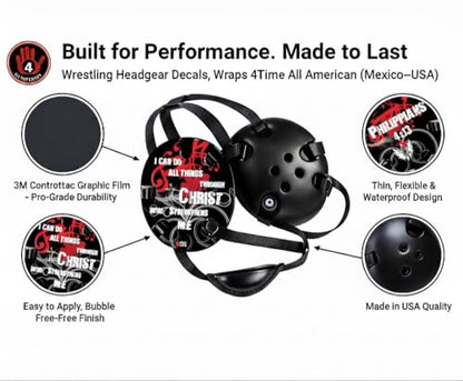 Wrestling Headgear with Ear Protection & Chin Cup Adjustable Lightweight Head Guard for Competition & Practice – Durable Protective Wrestling Ear Guard for Youth & Adult Athletes - color: Philippians 4:13 Blue