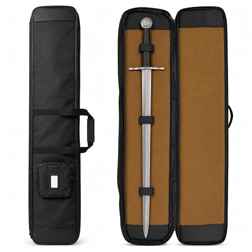 HEMA Sword Bag, 1680D Polyester HEMA Bag for Longsword, Saber, Rapier and Training Weapons, Padded Sword Carrying Case with Shoulder Strap, Black, (Two Sword Basic) - size: Two Sword Basic