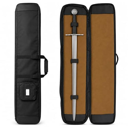 HEMA Sword Bag, 1680D Polyester HEMA Bag for Longsword, Saber, Rapier and Training Weapons, Padded Sword Carrying Case with Shoulder Strap, Black, (Two Sword Basic) - size: Two Sword Basic