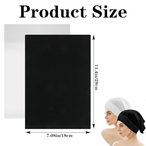 2 Pcs Jersey Hijab Undercap for Women, No Slip Hijab Cap | Soft Stretchy Turban Head Wrap and Neck Cover, Black & White
