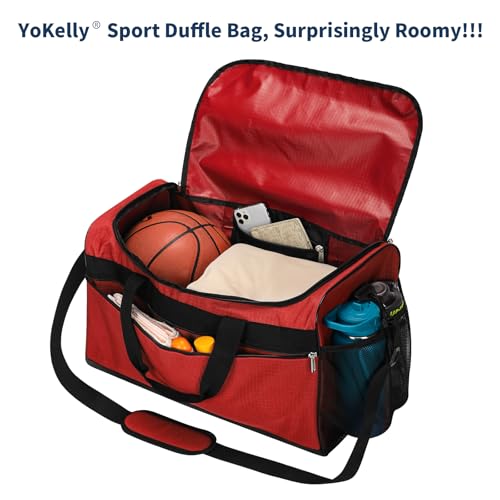 20 inch Sport Duffle Bag for Men, Red | 40L Gym Bag, Weekender Duffel Bag, Travel - color: Red