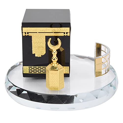 Islamic Decor Model, Muslim Crystal Ornament Gilded Kaaba Model Islamic Architecture Handicraft Crystal Collectible Figurines for Car Home Desktop Decoration - color: Kaaba