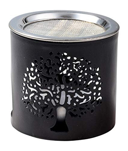 Handmade Black Iron Incense Burner/Incense Censer with Stainless Steel Sieve – 2.36-Inch Height Featuring Tree of Life Motif – Ideal for Aromatherapy and Tea Light Burning. Tealight Included - color: 2.4 Inch Tree of Life Iron