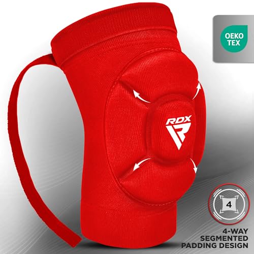 RDX Elbow Pads, Muay Thai MMA Kickboxing Sparring Elbow Guard, Martial Arts Striking Protection,Wrestling Basketball Adjustable MTB Volleyball Compression Padded Sleeve, Men Women - color: Red White, size: X-Large