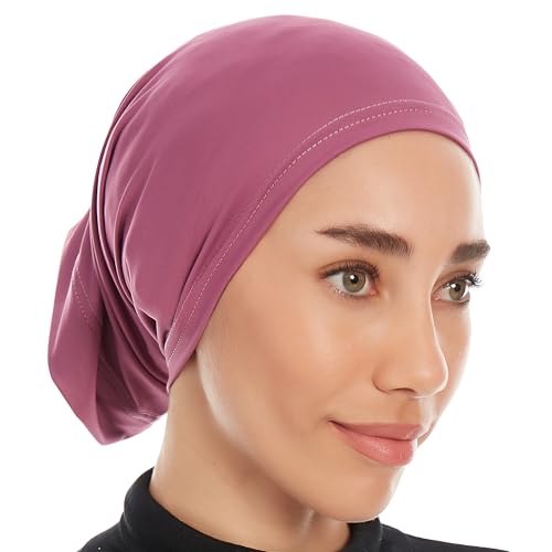 Hijab Caps Underscarf for Women – Black Hijab Cap Underscarf Turban Dreadlocks Tube – Muslim Accessories Headscarf - color: Lila