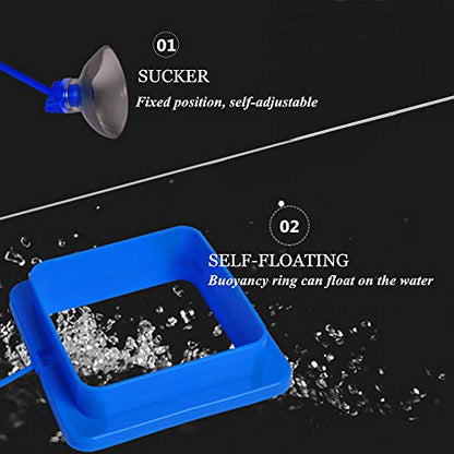 Fish Feeding Ring, Floating Food Feeder Thicken Square, Reduces Waste and Maintains Water Quality, for Flakes and Floating Fish Foods, for Guppy, Betta, - color: Blue Wide