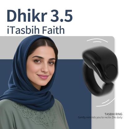 XG.&co Zikr Smart Ring,Adjustable Ring Finger Counter, Tasbeeh Counters, Prayer Direction Indicator Guide,5 Azan Alarm Clock, APP Support Eid al-Fitr Eid Muslims - style: Black 18 20 22mm