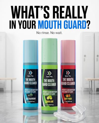 On-the-Go Mouth Guard Cleaner- Quickly Remove Odor, Fresh Scent & Fresh Flavor - Fruit Punch, Lemon Lime, Blue Raspberry – for Youth & Adult, Football, Boxing, Lacrosse & Any Sport Mouthpiece - 3 Pack