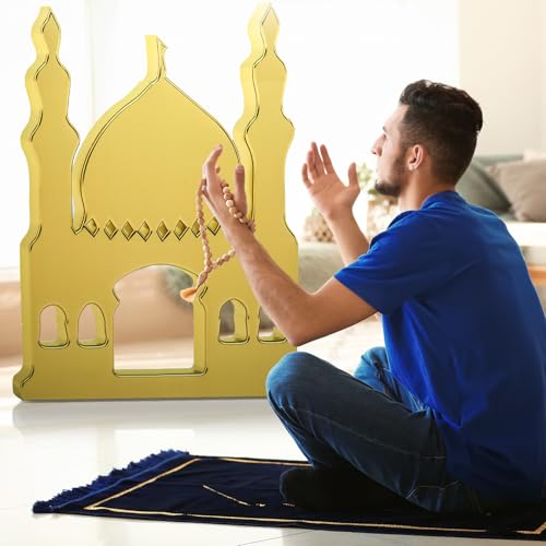 Thyle 5 ft Arabian Mosques Stand-up Cardboard Cutout Life Size Ramadan Eid Mosque Decoration Islam Muslim Backdrop Photo Prop for Muslim Interactive Praying Quran Book Pray and Islam Teach Gift - style: Arabian Mosques