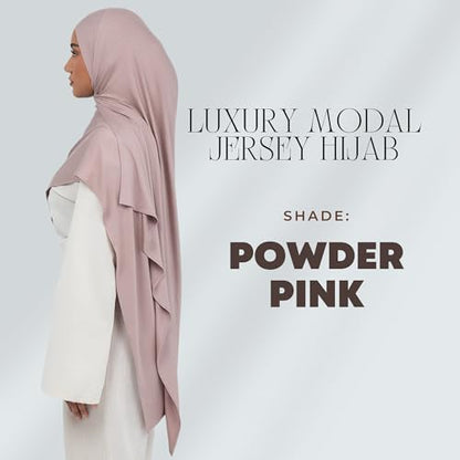 KHELANI Premium Modal Jersey Hijab, Luxury Lightweight Non Slip Stretchy Jersey Head Scarf for Muslim Women, Soft Shawls Wrap - color: Powder Pink