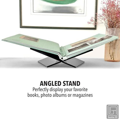 Large Black Acrylic Book Stand, 12.5" x 9.5" x 5.5”, Acrylic Book Holder, Open Bookstand for Display and Reading Cookbooks, Art Books, Bibles, Magazines - Home and Office - color: Black, size: Large