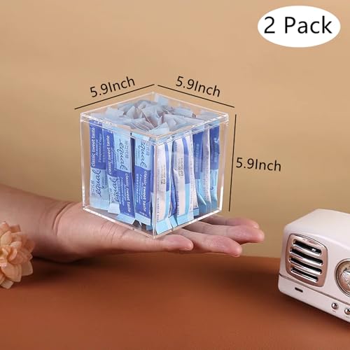 Acrylic Box Clear Display Boxes with Lids Acrylic Square Cube Decorative Boxes Jewelry Storage Box for Birthday Party - size: 5.9 x 5.9 x 5.9 Inch