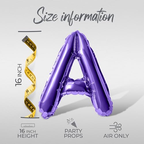 Letter Balloons - EID MUBARAK 16" Inch Alphabet Letters Foil Mylar Balloon Blessed Feast Festival Party Banner (Purple) - color: Purple