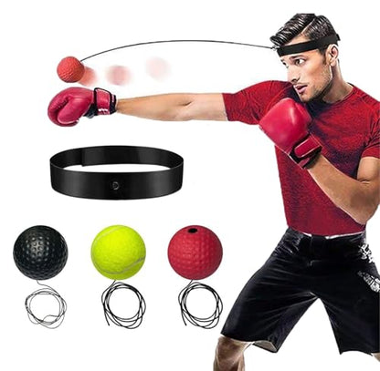 Adjustable Headband Boxing Reflex Ball Set with Varying Weight Balls, Boxing Training Equipment for MMA, Speed, Reaction, Timing, Focus and Hand Eye Coordination Training for Adults
