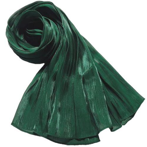 Women Premium Hijab Head Scarf Lightweight Shimmer Scarves Crepe Wedding Shawls and Wraps for Evening Dresses Shiny - color: Green 2 #