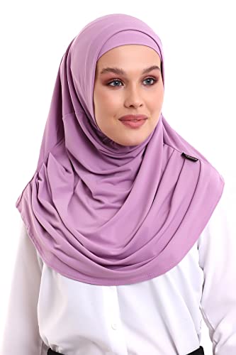 ihvan online, Hijab Scarves for Women, Ready to Wear, Lightweight and Comfortable Headscarf, Instant Turban, Jersey, Presewn - color: Lilac