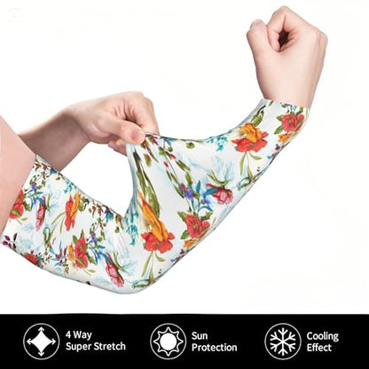 Arm Sleeves Outdoor Garden Sports Cooling Sun Sleeve for Women Men Farm - color: Hummingbird Flower