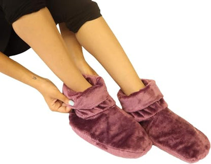 Mars Wellness Heated Microwavable Foot Booties - Microwavable Socks - Herbal Hot/Cold Deep Penetrating Herbal Aromatherapy Wrap Warmer (Mauve) - 2 Pack - color: Mauve, size: Pack of 2