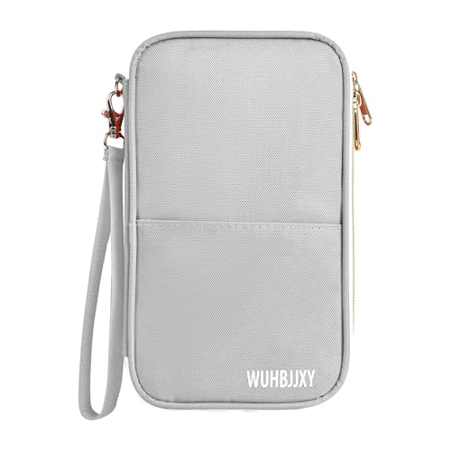 Multifunctional, Secure,Valuable Practical, RFID Family Passport Holder, Travel Wallet (gray), Travel document Organizer, Three-layer Design, Strong Storage Function - color: gray