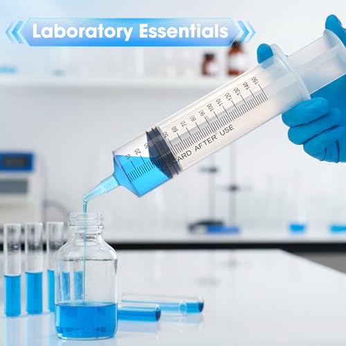 150ml Large Syringe for Thick Liquids, Individually Wrapped | Plastic Syringe Without Needle for Scientific Labs, Industrial Fluid Transfer & Lubricant Dispensing - style: 150cc