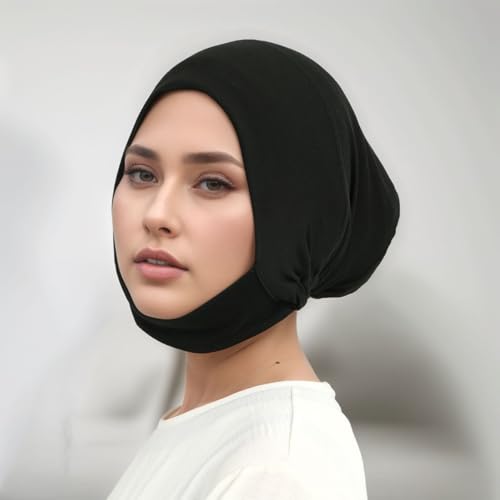 Hijab Beanies Cap Undercaps Slouchy with Elasti Non-Slip Caps Under Scarf for Women - color: Black + Navy Blue