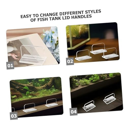 Cabilock 6pcs Clear Acrylic Fish Tank Lid Handles Replacement Grip for Aquarium Covers Heavy-Duty Easy to Install Stable and Practical Design for Fish Tanks