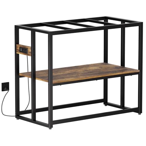 Urban Deco 40 Gallon Fish Tank Stand with Power Outlets, 660LBS Capacity Aquarium Stand, Metal Fish Tank Stand Dual-Layer Design Terrarium Stand, Rustic Brown - color: Brown, size: 40 gallon