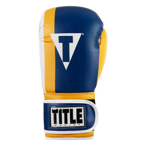 Title Boxing World Bag Boxing Gloves - color: Blue/Yellow/White, size: 12 oz