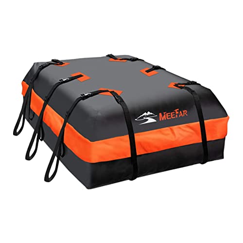 Car Roof Bag XBEEK Rooftop top Cargo Carrier Bag 20 Cubic feet Waterproof for All Cars with/Without Rack, Includes Anti-Slip Mat, 10 Reinforced Straps, 6 Door Hooks, Luggage Lock - size: 20 Cubic Feet