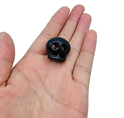 30pcs Black Spring Cord Lock End Stopper Double Hole Elastic Cord Adjuster Fastener Slider Suit for Drawstrings Shoelaces Clothing Bags Paracord Elastic Bungee Cord Rope