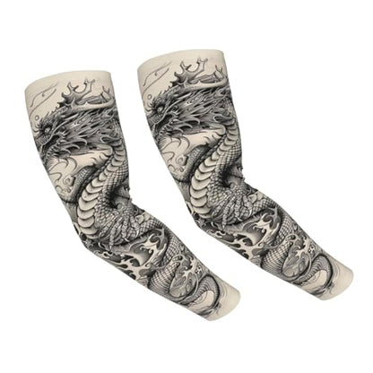 Cooling Arm Sleeves Cover Summer Sun Protection Arm Sleeves For Men Women Baseball Cycling Golf Running - color: Dragon 26