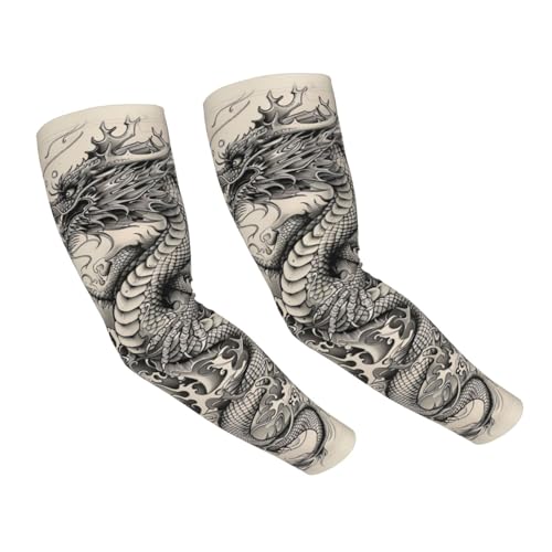 Cooling Arm Sleeves Cover Summer Sun Protection Arm Sleeves For Men Women Baseball Cycling Golf Running - color: Dragon 26