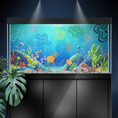 Aquarium Background Stickers for 5-12 Gallon Tanks, Cartoon Underwater Self-Adhesive Fish Tank Reptile Terrarium Decor Poster (24 x 12inches / (61 x 31 cm)) - size: 24 x 12inches / (61 x 31 cm)