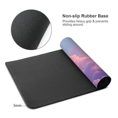 XXL Gaming Mouse Pad 35.4x15.7 Inch, Large Extended Desk Mat | Mousepad with clouds design Non-Slip Rubber Base, Water-Resistant Surface and Stitched Edges for Gaming, Office & Home - color: Cloud