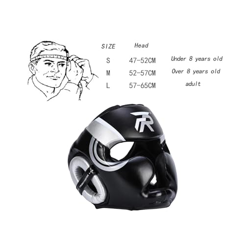 Boxing Headgear Forehead and Ear Protection Thickened Gear Full Face Protection for Training Muay Thai Men Women - color: Argent L