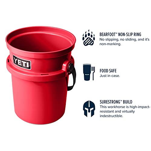 YETI Loadout 5-Gallon Bucket, Impact Resistant Fishing/Utility Bucket - color: Rescue Red